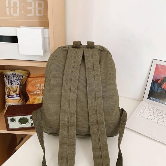 Mini Canvas Backpack for Women Small Travel Purse Vintage Green - Picture 6 of 6